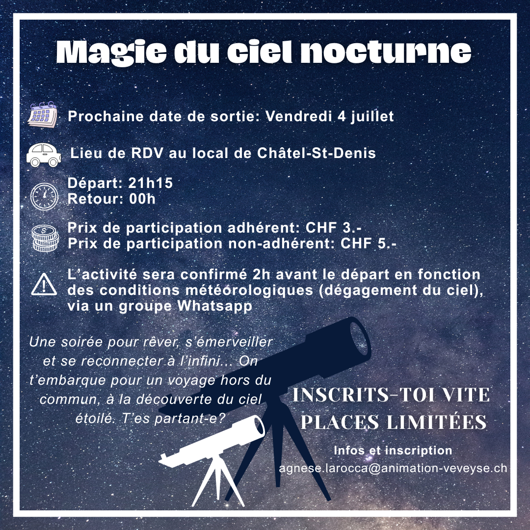 4 Juillet Magie Du Ciel Nocturne Animation Jeunesse de la Veveyse