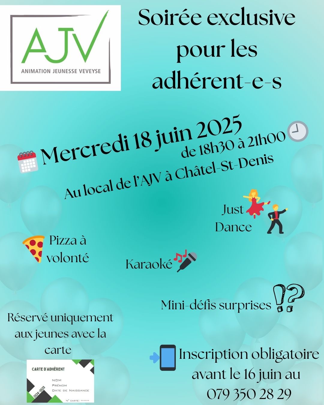 Flyer Soirée Adhérent Animation Jeunesse de la Veveyse