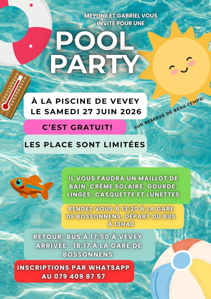 Sortie Piscine Photo Flyer Animation Jeunesse de la Veveyse